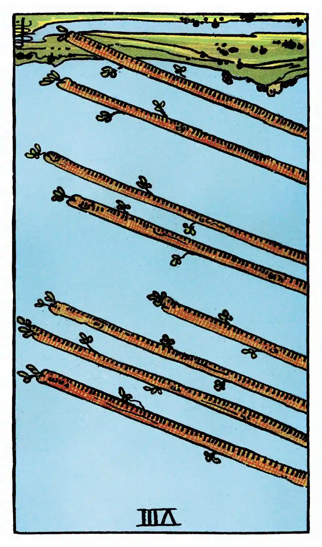 29 Eight of Wands (Reversed)