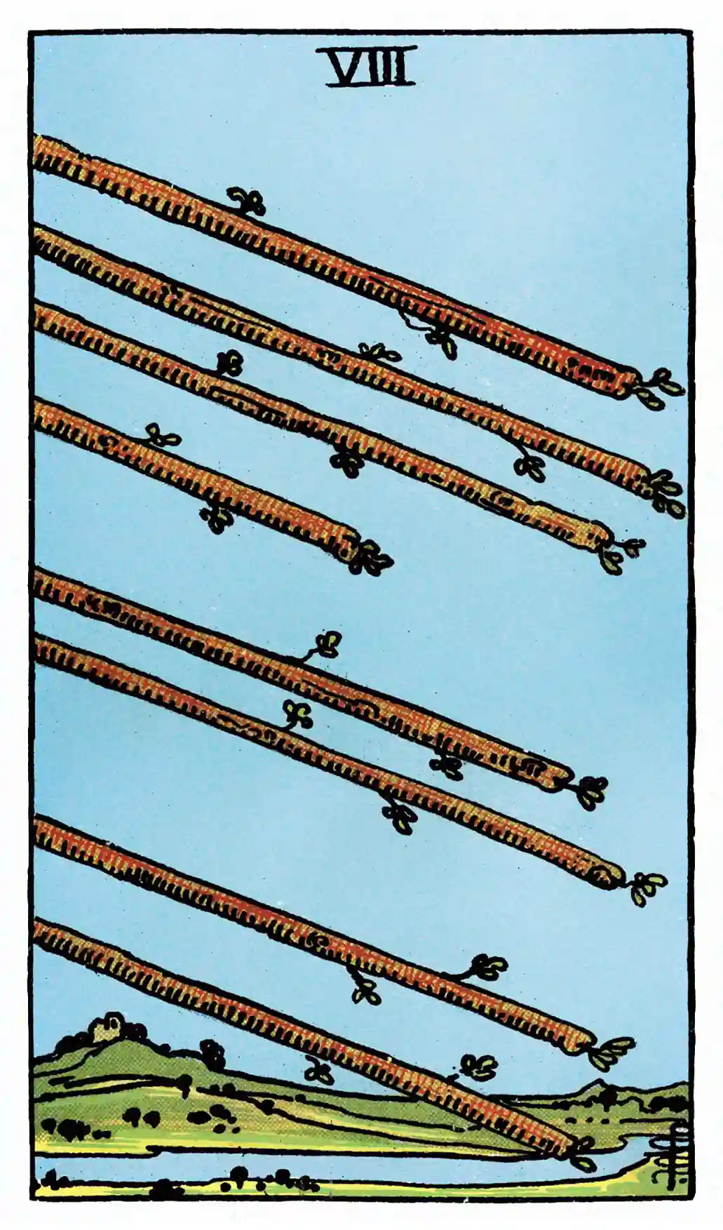 29 Eight of Wands (Upright)