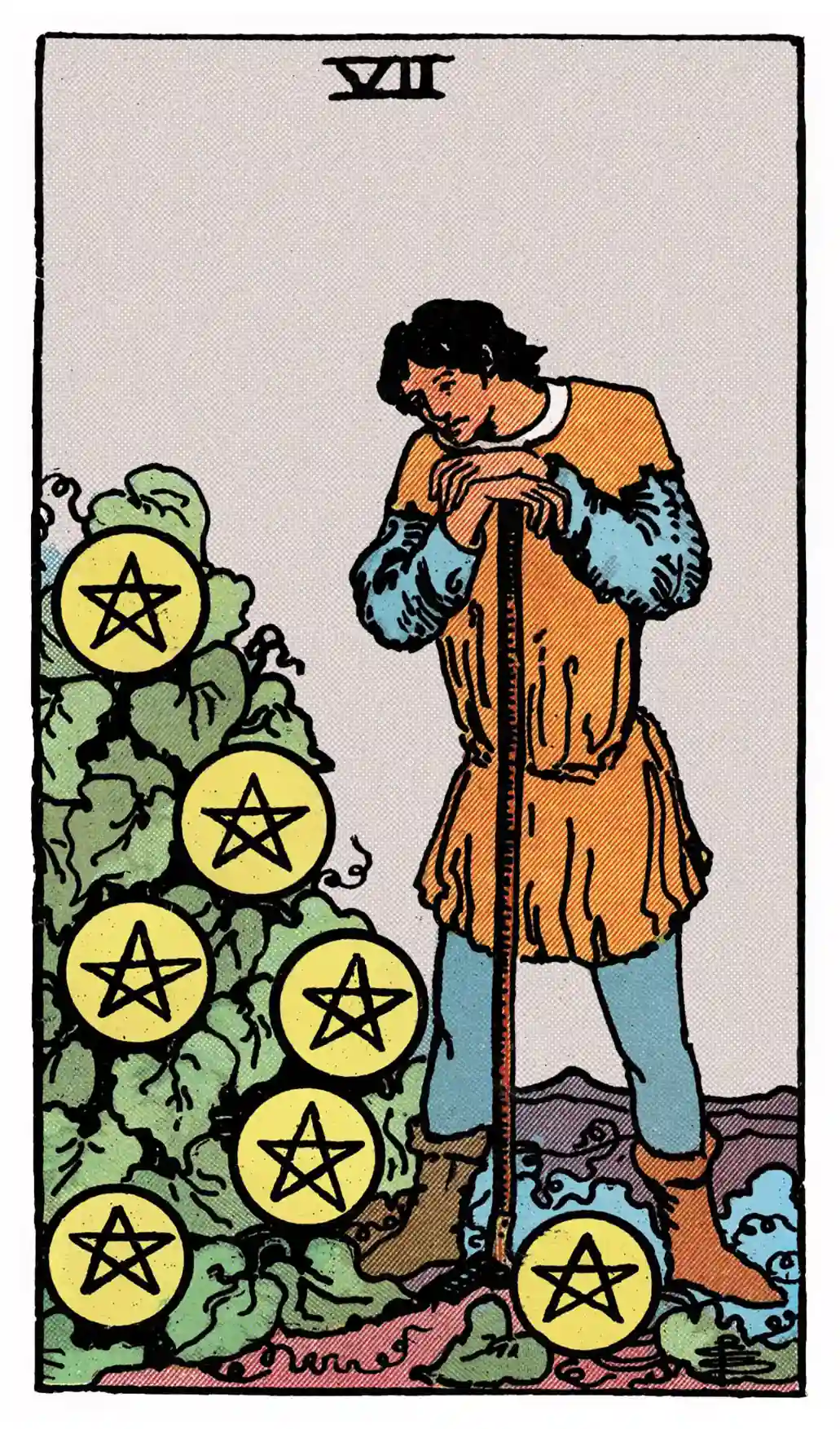 70 Seven of Pentacles (Upright)